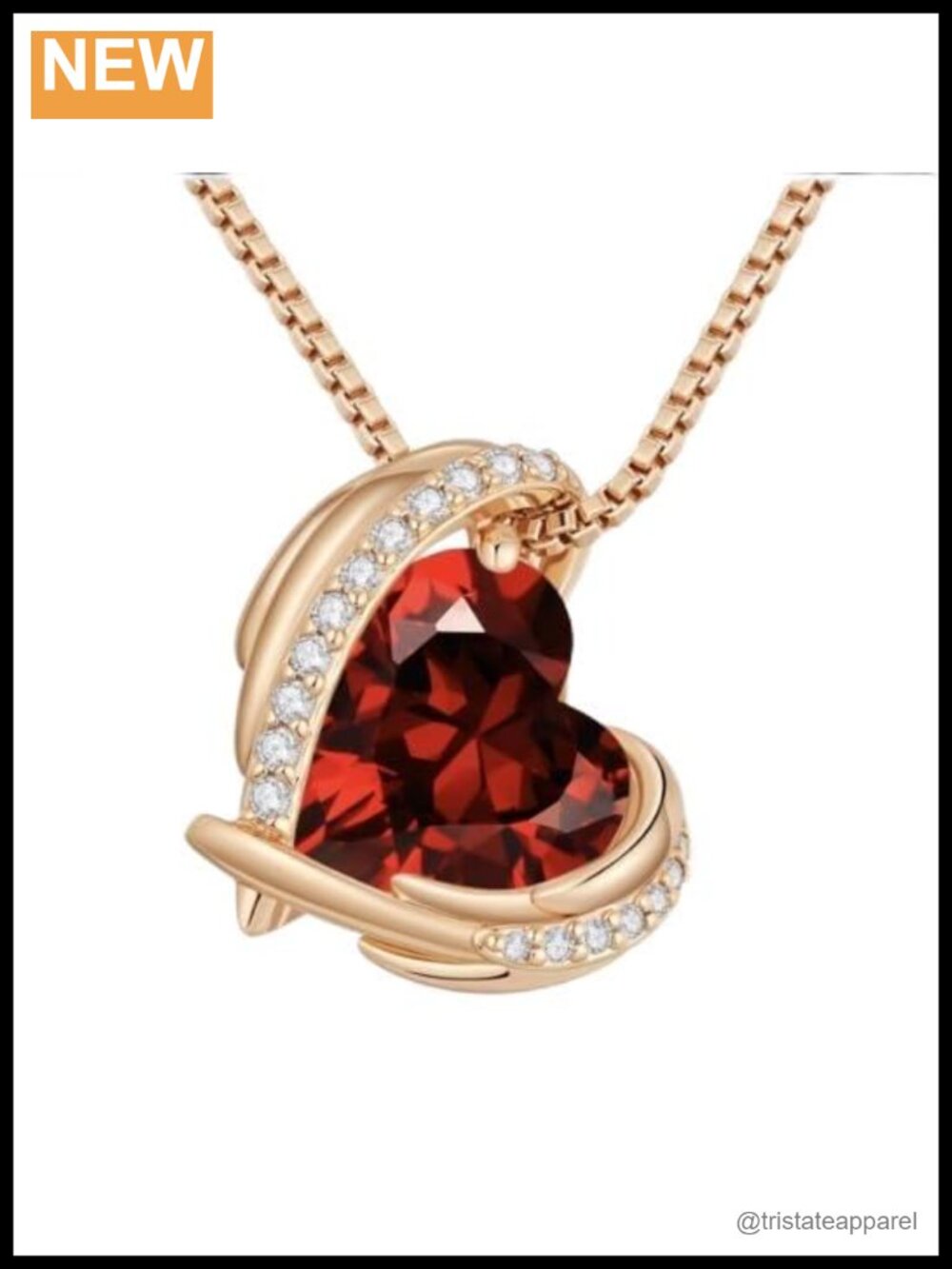 Heart CZ Pendant Necklace Rose Gold Plated Lobster Clasp 19in Gift